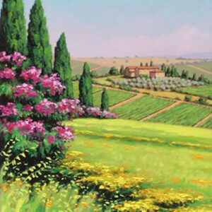 Paesaggio toscano con oleandri