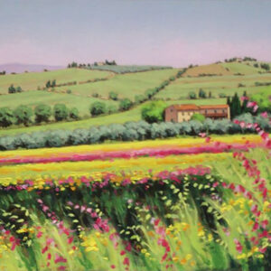 Paesaggio con margherite e gladioli