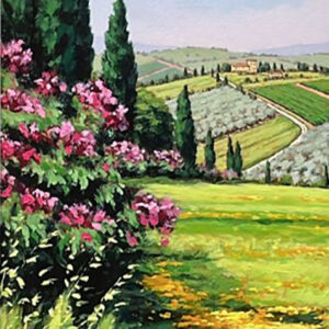Paesaggio con oleandri e margherite
